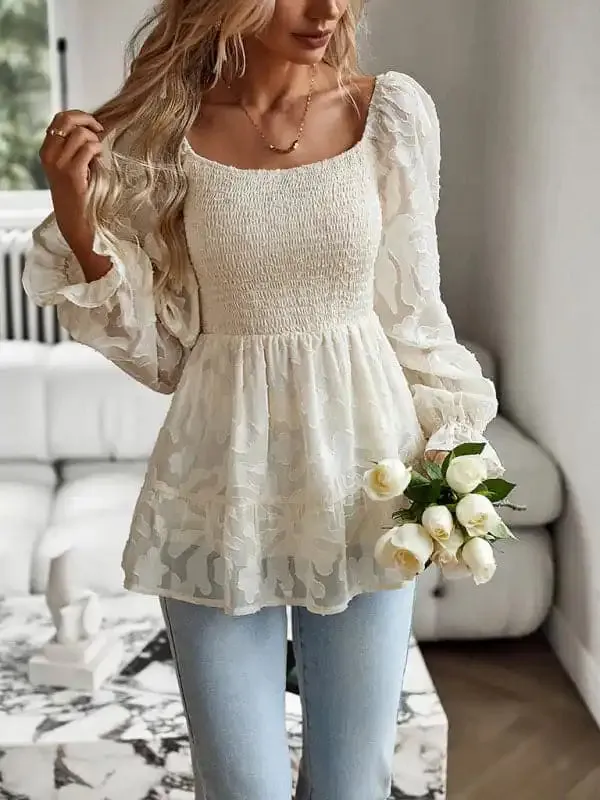 Women’s Bohemian Elegant Square Neck Long Sleeve blouse