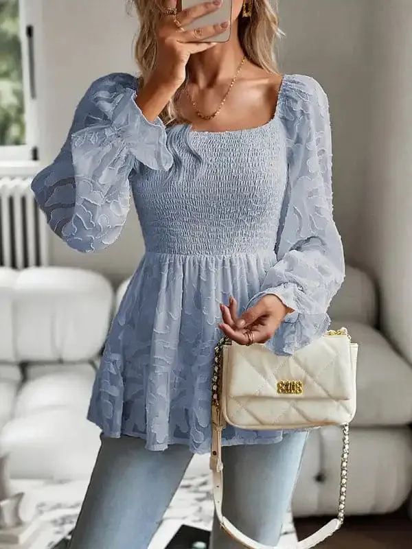 Women’s Bohemian Elegant Square Neck Long Sleeve blouse