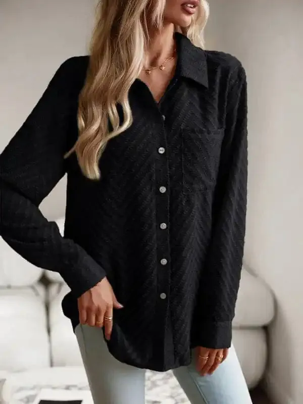 Women’s elegant commuter jacquard long-sleeved blouse