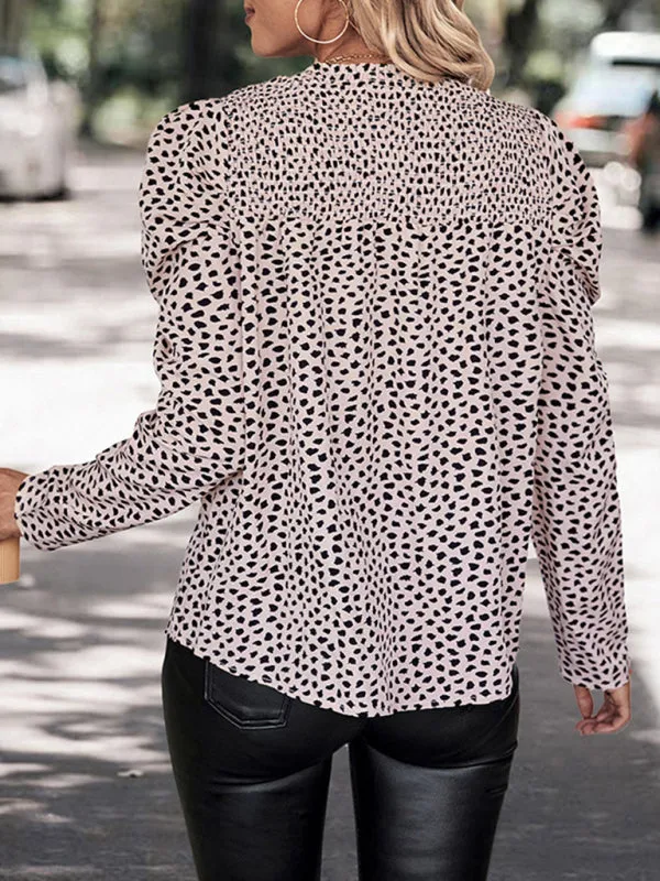 Women's Elegant Leopard Print Long Sleeve Blouse