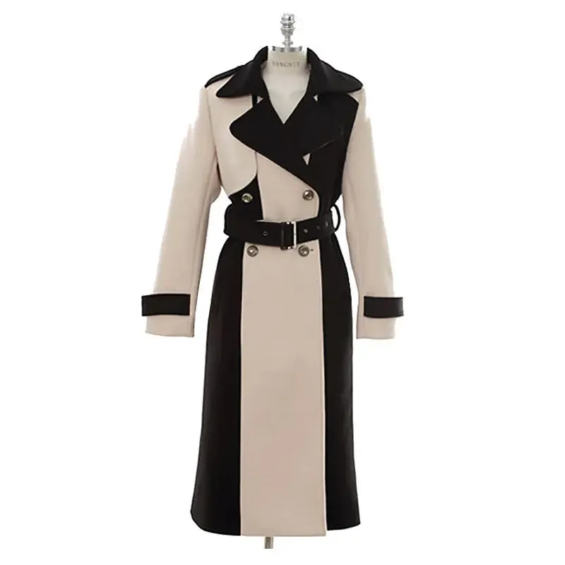 Women's Ladies Fashion Temperament Mid-length Woolen jacket