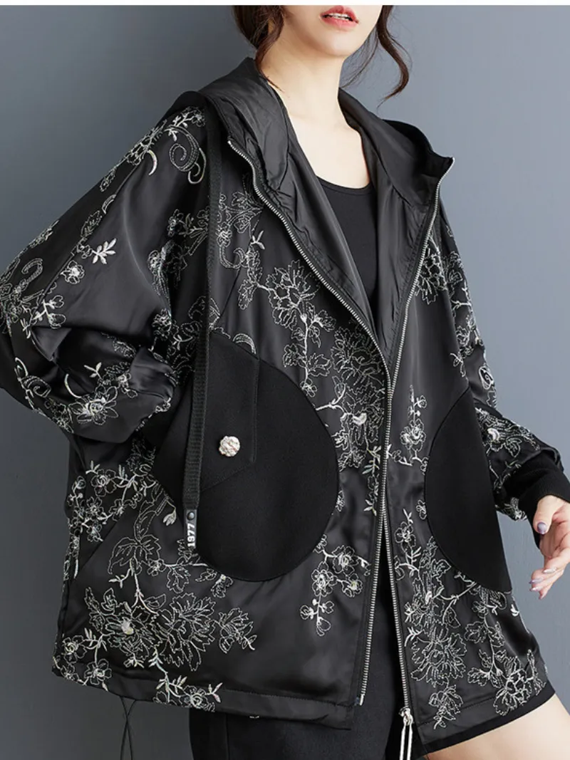 Women's Stylish & Trendy Hooded Embroidery Jacket