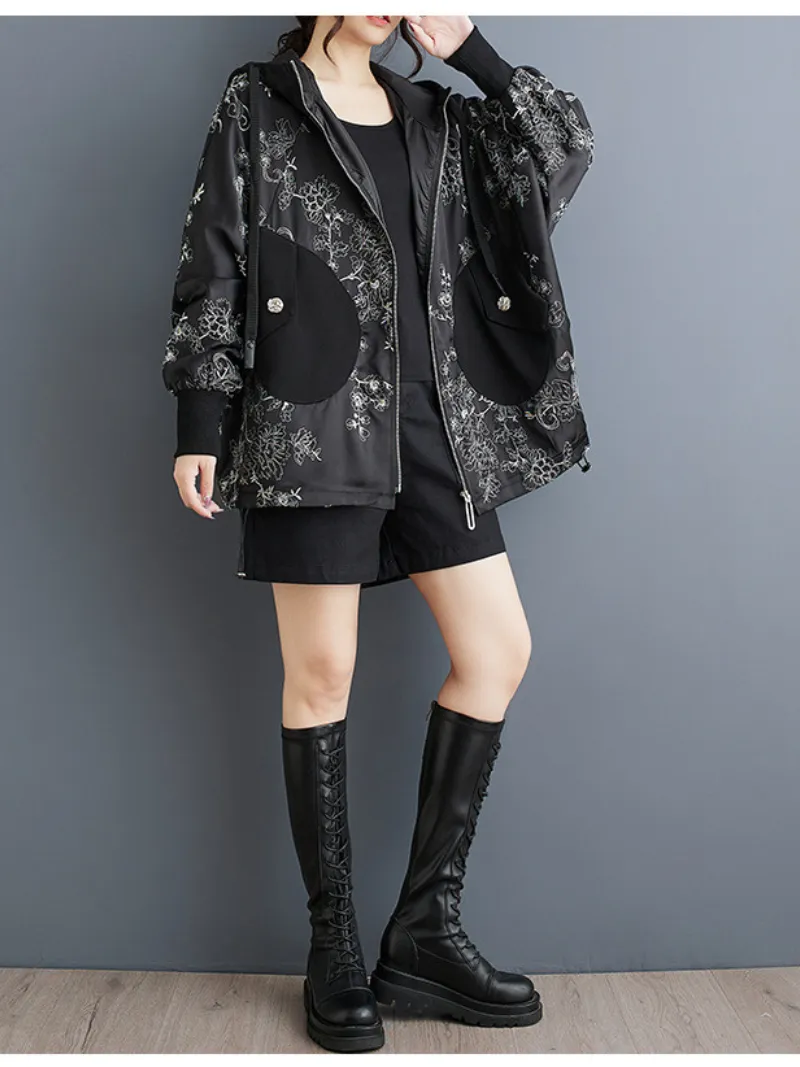 Women's Stylish & Trendy Hooded Embroidery Jacket