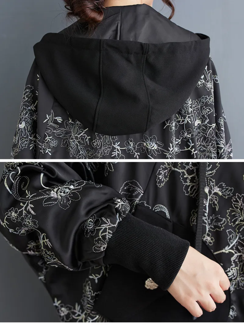 Women's Stylish & Trendy Hooded Embroidery Jacket